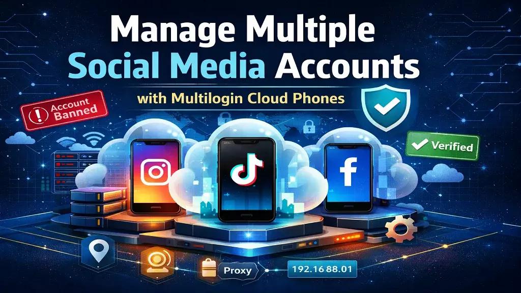 Multilogin cloud phone dashboard for managing multiple social media accounts